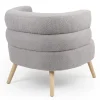 3S. x Home Fauteuil design scandinave arrondi Riviani Tissu bouclette Gris Outlet