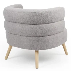 3S. x Home Fauteuil design scandinave arrondi Riviani Tissu bouclette Gris Outlet