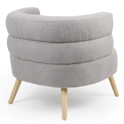 3S. x Home Fauteuil design scandinave arrondi Riviani Tissu bouclette Gris Outlet