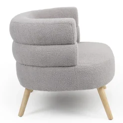 3S. x Home Fauteuil design scandinave arrondi Riviani Tissu bouclette Gris Outlet