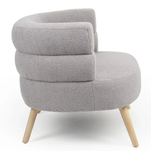 3S. x Home Fauteuil design scandinave arrondi Riviani Tissu bouclette Gris Outlet