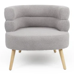 3S. x Home Fauteuil design scandinave arrondi Riviani Tissu bouclette Gris Outlet