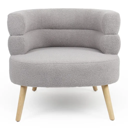 3S. x Home Fauteuil design scandinave arrondi Riviani Tissu bouclette Gris Outlet