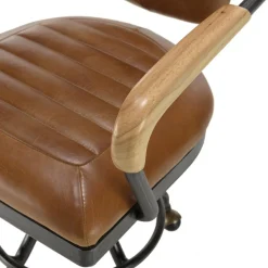 Macabane Fauteuil desk vintage cuir à roulettes GASTON Best