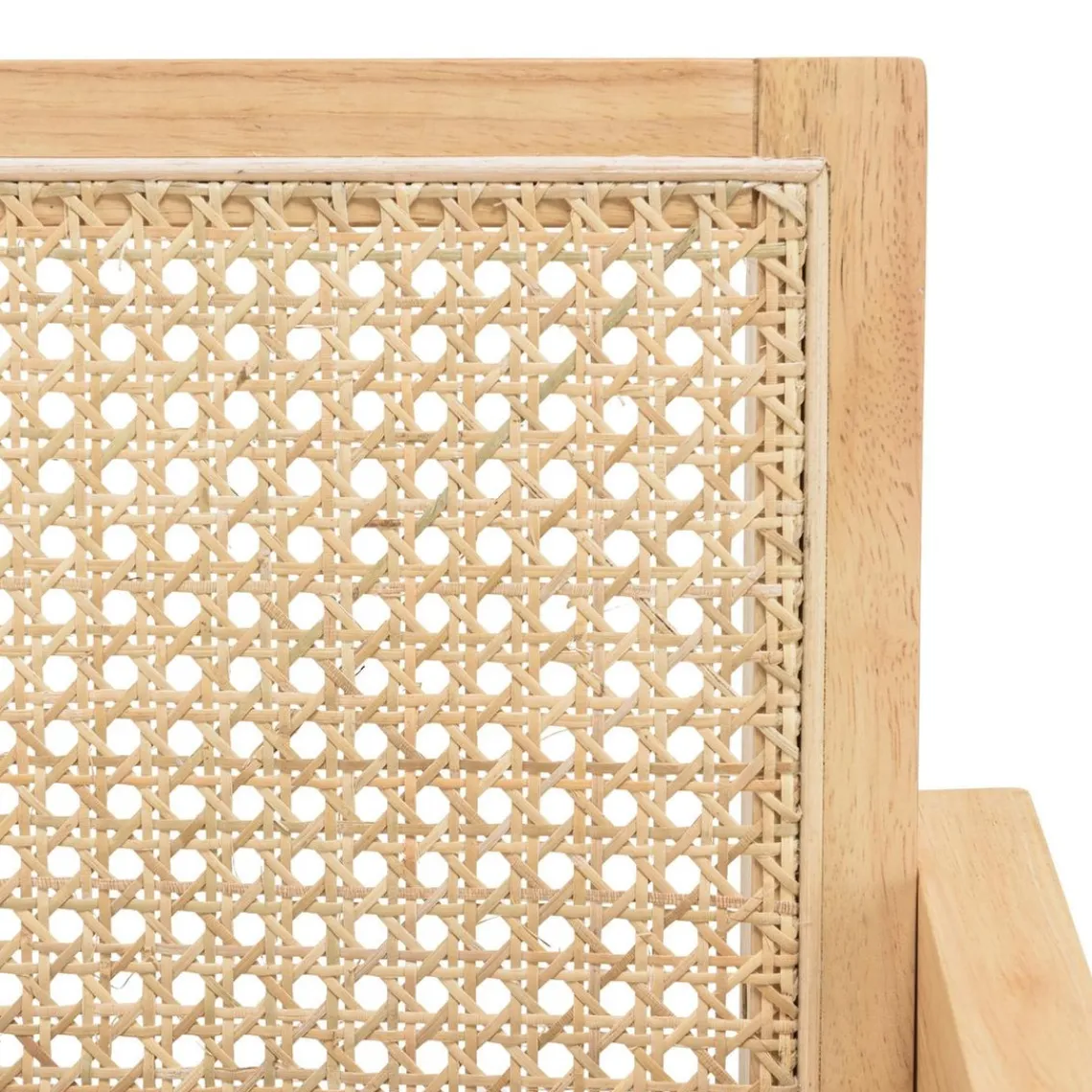 Macabane Fauteuil en d’Hévéa clair dossier et assise rotin naturel AGATHE Bois Best