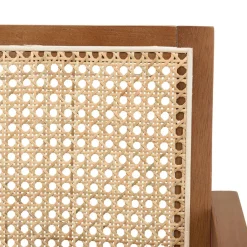 Macabane Fauteuil en bois d’Hévéa foncé dossier et assise rotin naturel AGATHE Bois Foncé Best