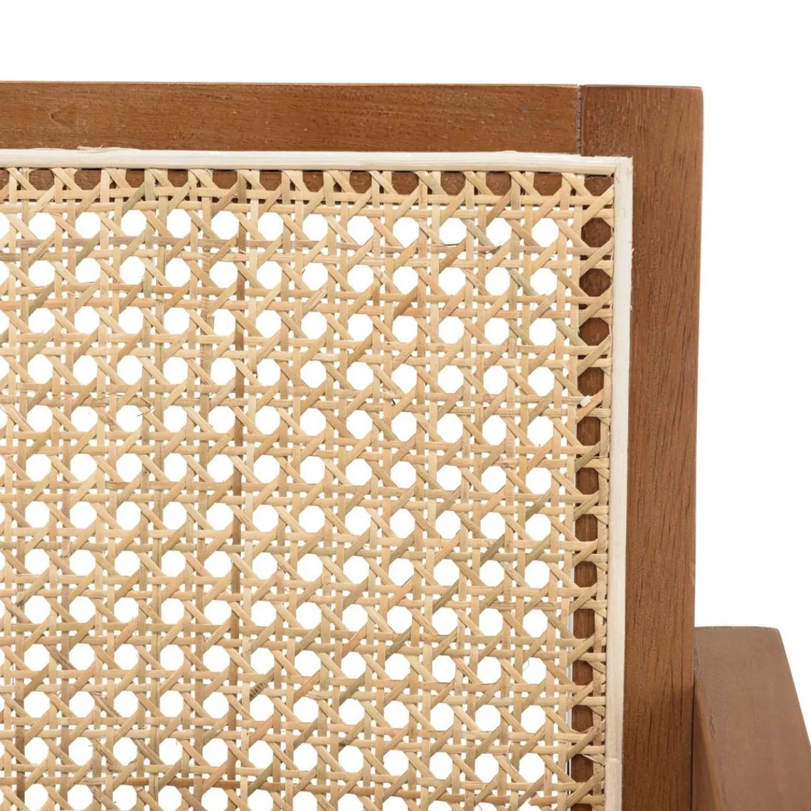 Macabane Fauteuil en bois d’Hévéa foncé dossier et assise rotin naturel AGATHE Bois Foncé Best