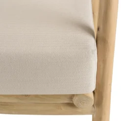 Macabane Fauteuil en branches de teck naturel avec coussins blancs MADURA Discount