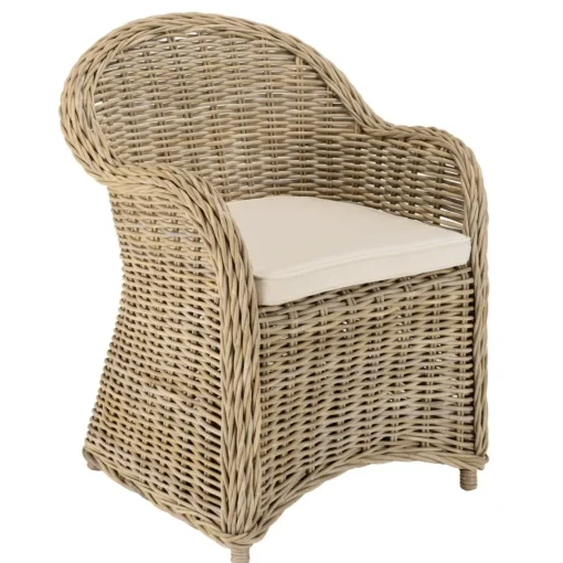 Macabane Fauteuil en kubu avec coussin d'assise blanc KALLY Gris Outlet