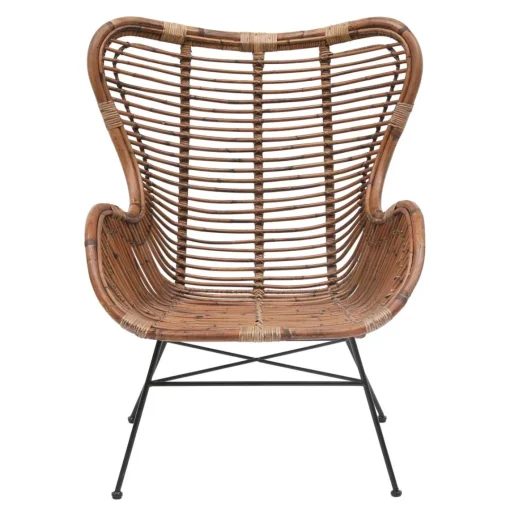 Nordlys Fauteuil en Metal et Rotin Naturel Marron JAKARTA Hot