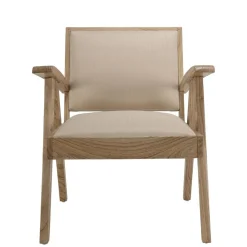Macabane Fauteuil en Mindi, assise en tissu texturé Beige Outlet