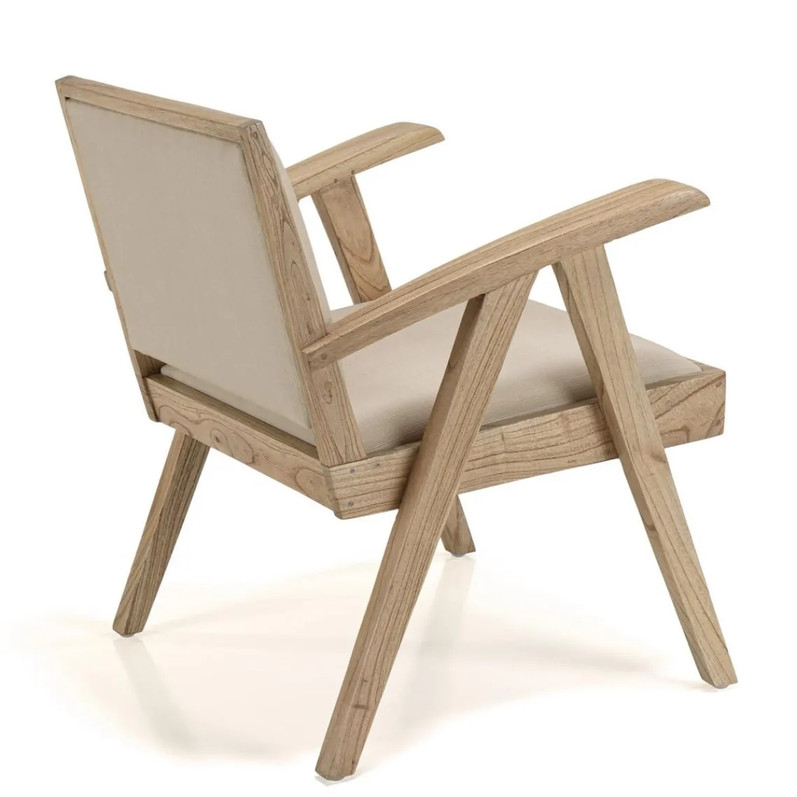 Macabane Fauteuil en Mindi, assise en tissu texturé Beige Outlet