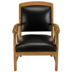 Macabane Fauteuil en teck et cuir style colonial - Noir Best