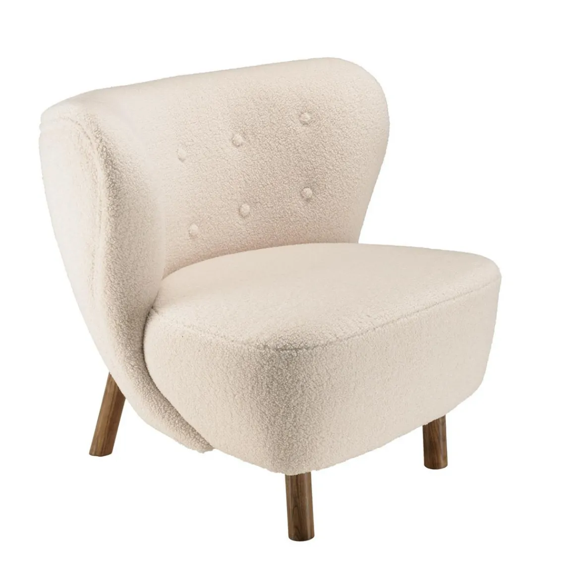 Macabane Fauteuil en tissu bouclette écru, dossier capitonné arrondi GASTON Online