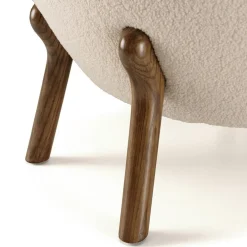 Macabane Fauteuil en tissu bouclette écru, dossier capitonné arrondi GASTON Online