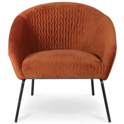 3S. x Home Fauteuil en velours cognac marron Outlet