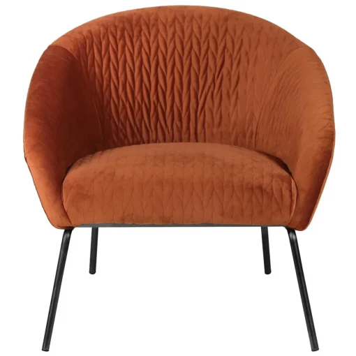 3S. x Home Fauteuil en velours cognac marron Outlet