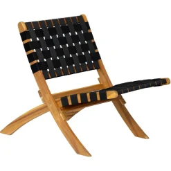 Nordlys Fauteuil intérieur extérieur en acacia massif et nylon Noir