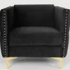 3S. x Home Fauteuil Joshua Velours Noir Clearance