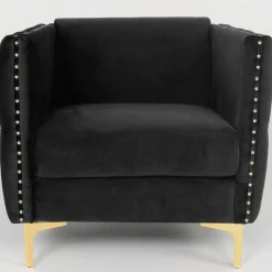 3S. x Home Fauteuil Joshua Velours Noir Clearance