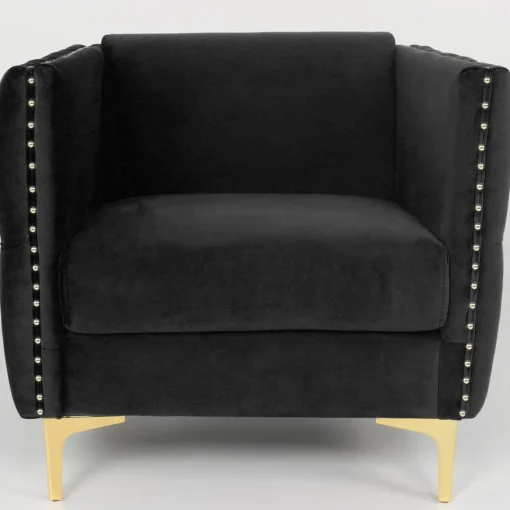 3S. x Home Fauteuil Joshua Velours Noir Clearance
