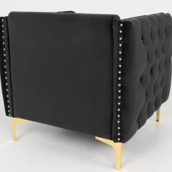 3S. x Home Fauteuil Joshua Velours Noir Clearance