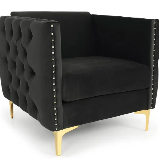 3S. x Home Fauteuil Joshua Velours Noir Clearance