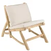 Macabane Fauteuil lounge en branches de Teck naturel avec coussin blanc WILL Best