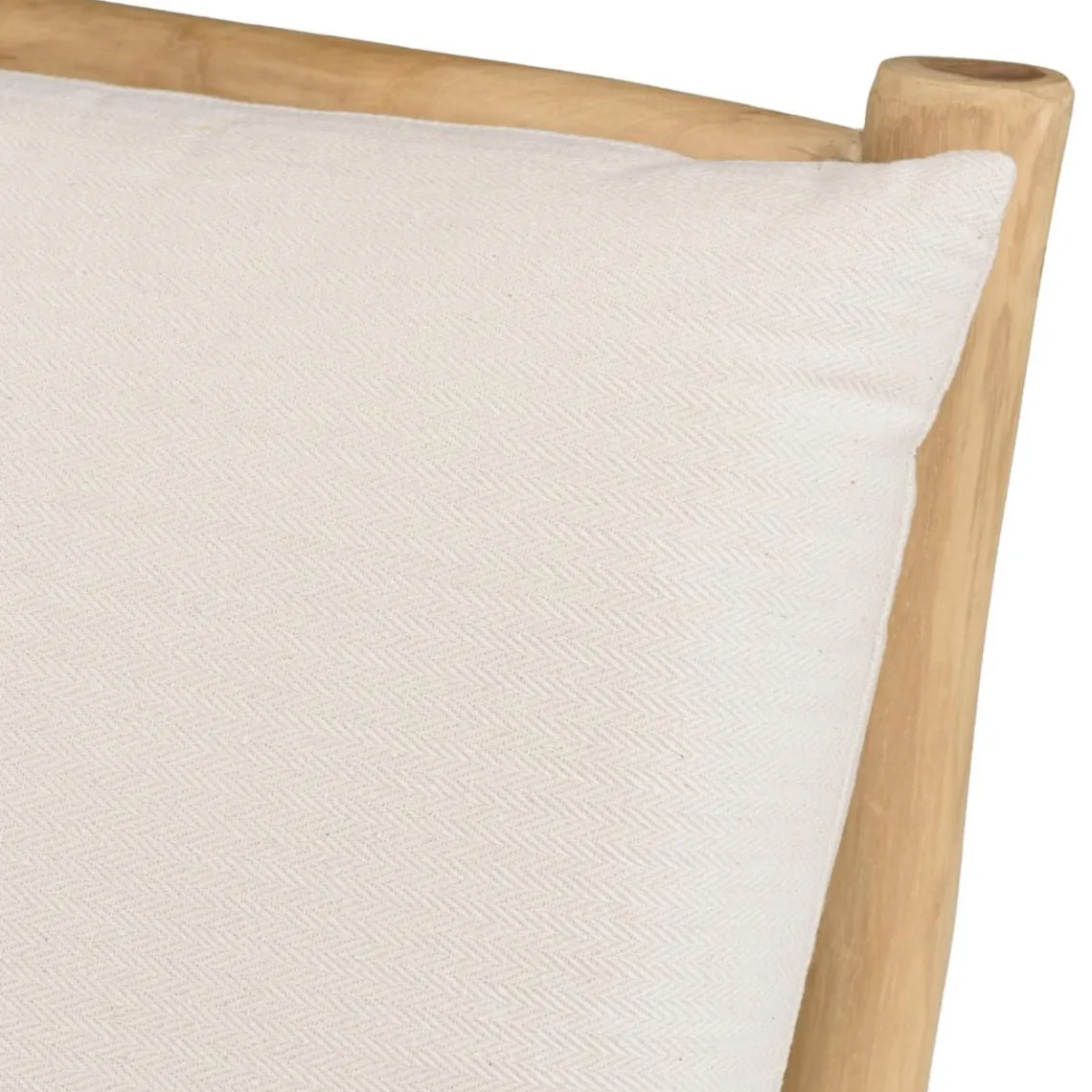 Macabane Fauteuil lounge en branches de Teck naturel avec coussin blanc WILL Best