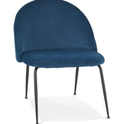 ALTEREGO Fauteuil lounge 'MERMAID' en velours bleu et pieds en métal noir Clearance