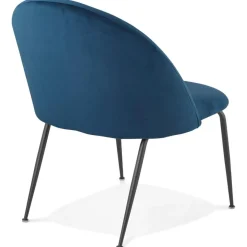 ALTEREGO Fauteuil lounge 'MERMAID' en velours bleu et pieds en métal noir Clearance