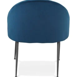 ALTEREGO Fauteuil lounge 'MERMAID' en velours bleu et pieds en métal noir Clearance
