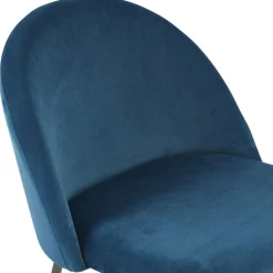 ALTEREGO Fauteuil lounge 'MERMAID' en velours bleu et pieds en métal noir Clearance