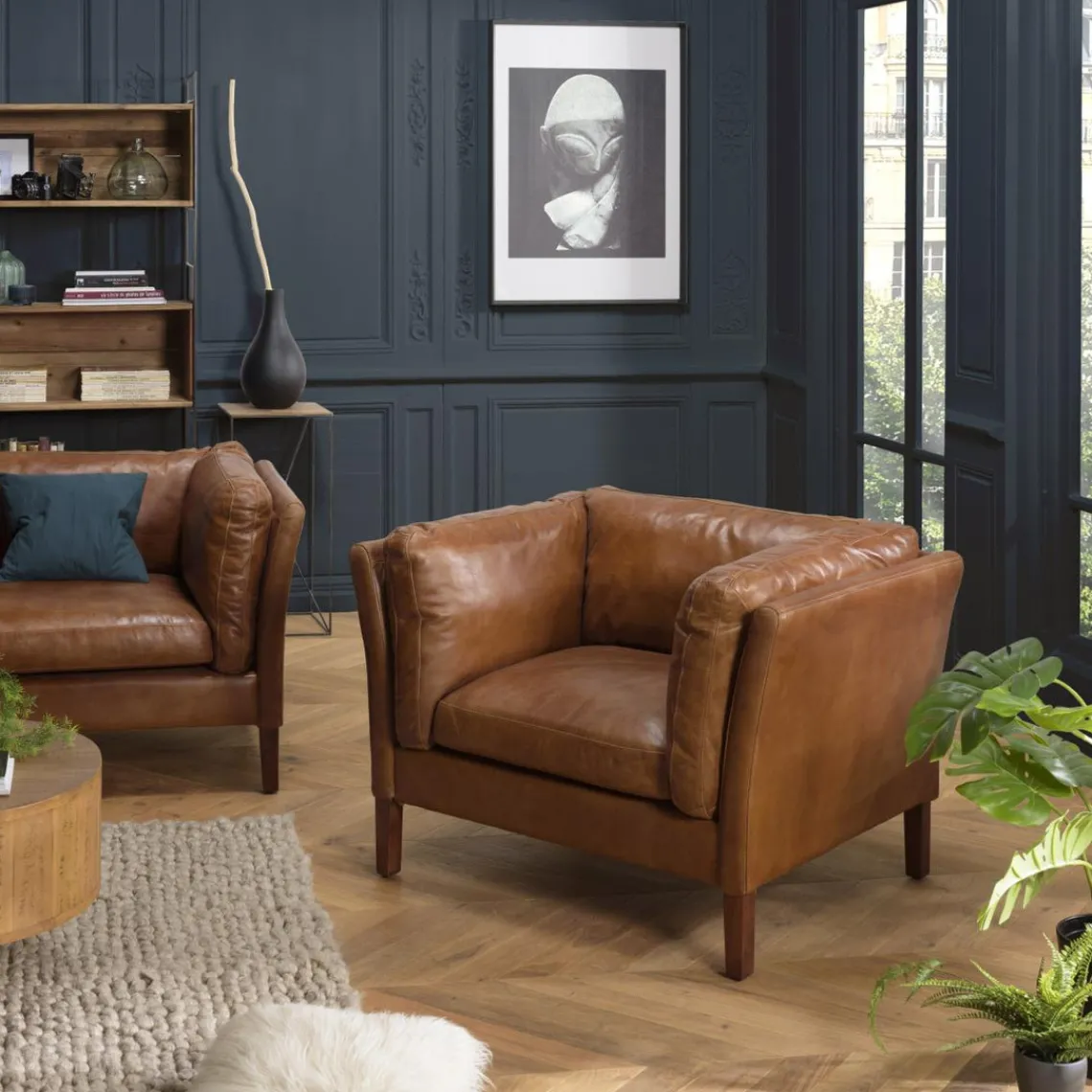 Macabane Fauteuil milano vintage cuir 1 place Discount