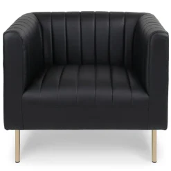 3S. x Home Fauteuil moderne à coutures verticales Sacramento Simili Noir Sale