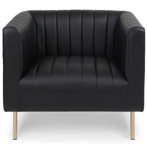 3S. x Home Fauteuil moderne à coutures verticales Sacramento Simili Noir Sale