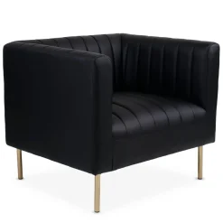 3S. x Home Fauteuil moderne à coutures verticales Sacramento Simili Noir Sale