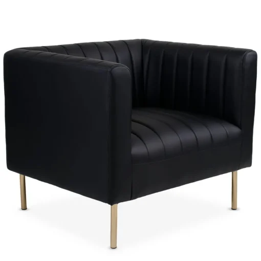 3S. x Home Fauteuil moderne à coutures verticales Sacramento Simili Noir Sale