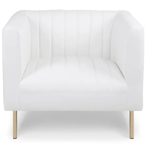 3S. x Home Fauteuil moderne à coutures verticales Sacramento Simili blanc Hot