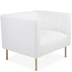 3S. x Home Fauteuil moderne à coutures verticales Sacramento Simili blanc Hot
