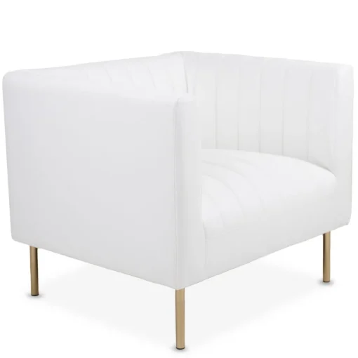 3S. x Home Fauteuil moderne à coutures verticales Sacramento Simili blanc Hot
