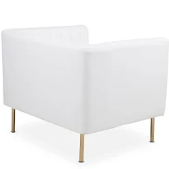 3S. x Home Fauteuil moderne à coutures verticales Sacramento Simili blanc Hot