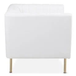 3S. x Home Fauteuil moderne à coutures verticales Sacramento Simili blanc Hot
