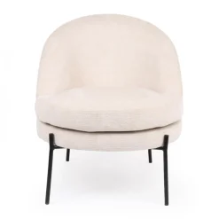 3S. x Home Fauteuil moderne au dossier arrondi Thiago Tissu Beige Clearance