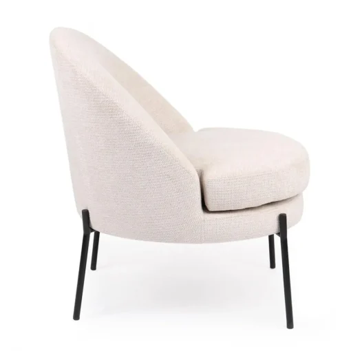 3S. x Home Fauteuil moderne au dossier arrondi Thiago Tissu Beige Clearance