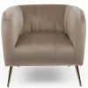 3S. x Home Fauteuil moderne Bombaro pieds métal doré et Velours Taupe Best