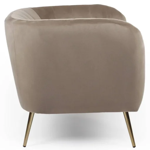 3S. x Home Fauteuil moderne Bombaro pieds métal doré et Velours Taupe Best