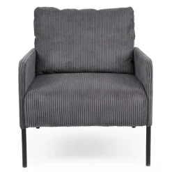 3S. x Home Fauteuil moderne et élégant Manuelo Velours côtelé Gris foncé Discount