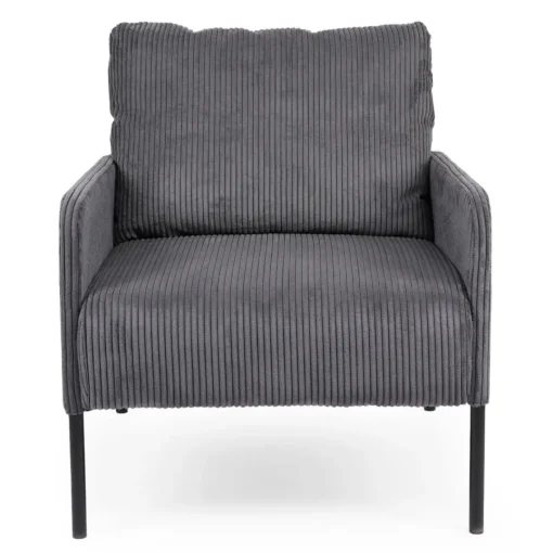 3S. x Home Fauteuil moderne et élégant Manuelo Velours côtelé Gris foncé Discount