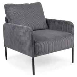 3S. x Home Fauteuil moderne et élégant Manuelo Velours côtelé Gris foncé Discount